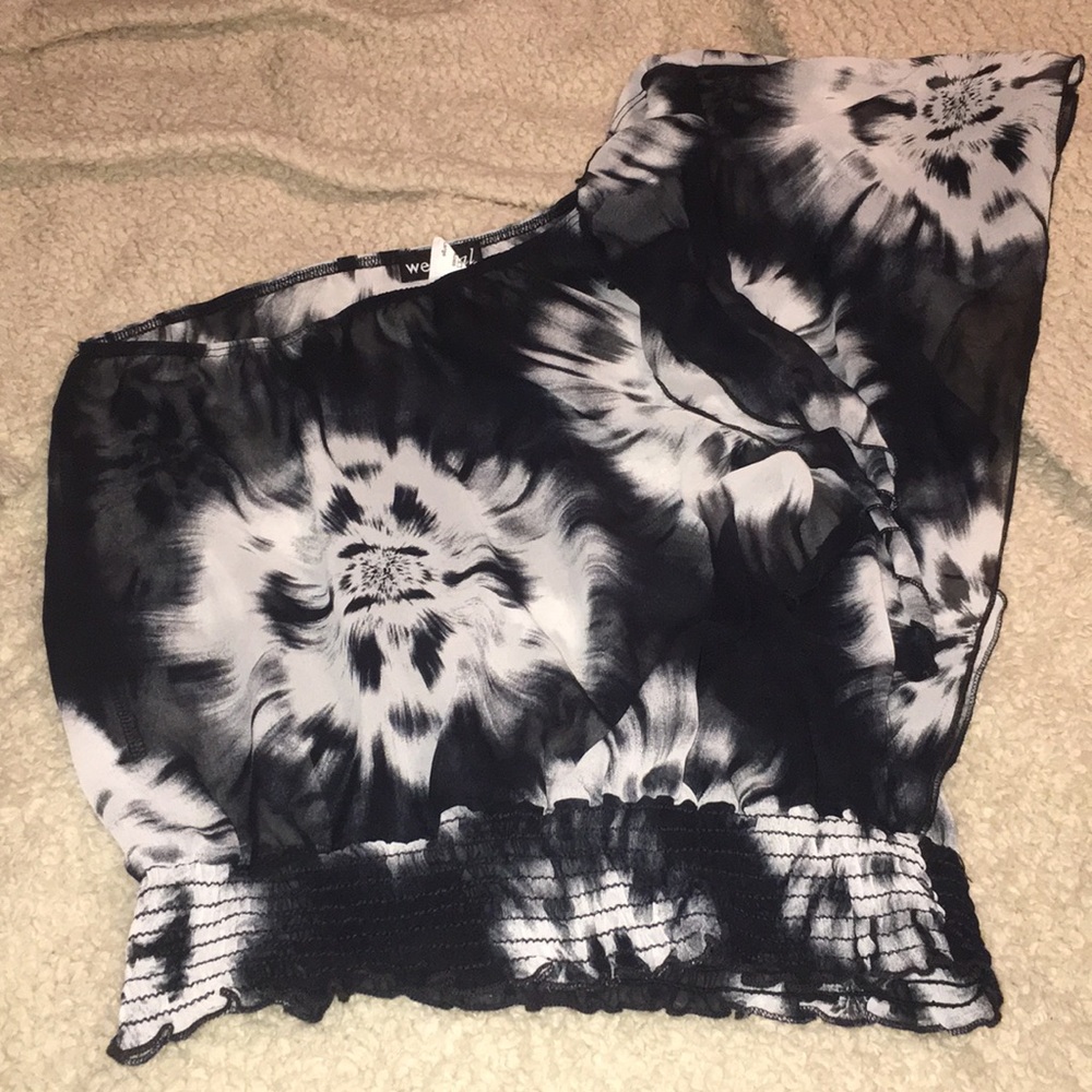 One shoulder sheer top